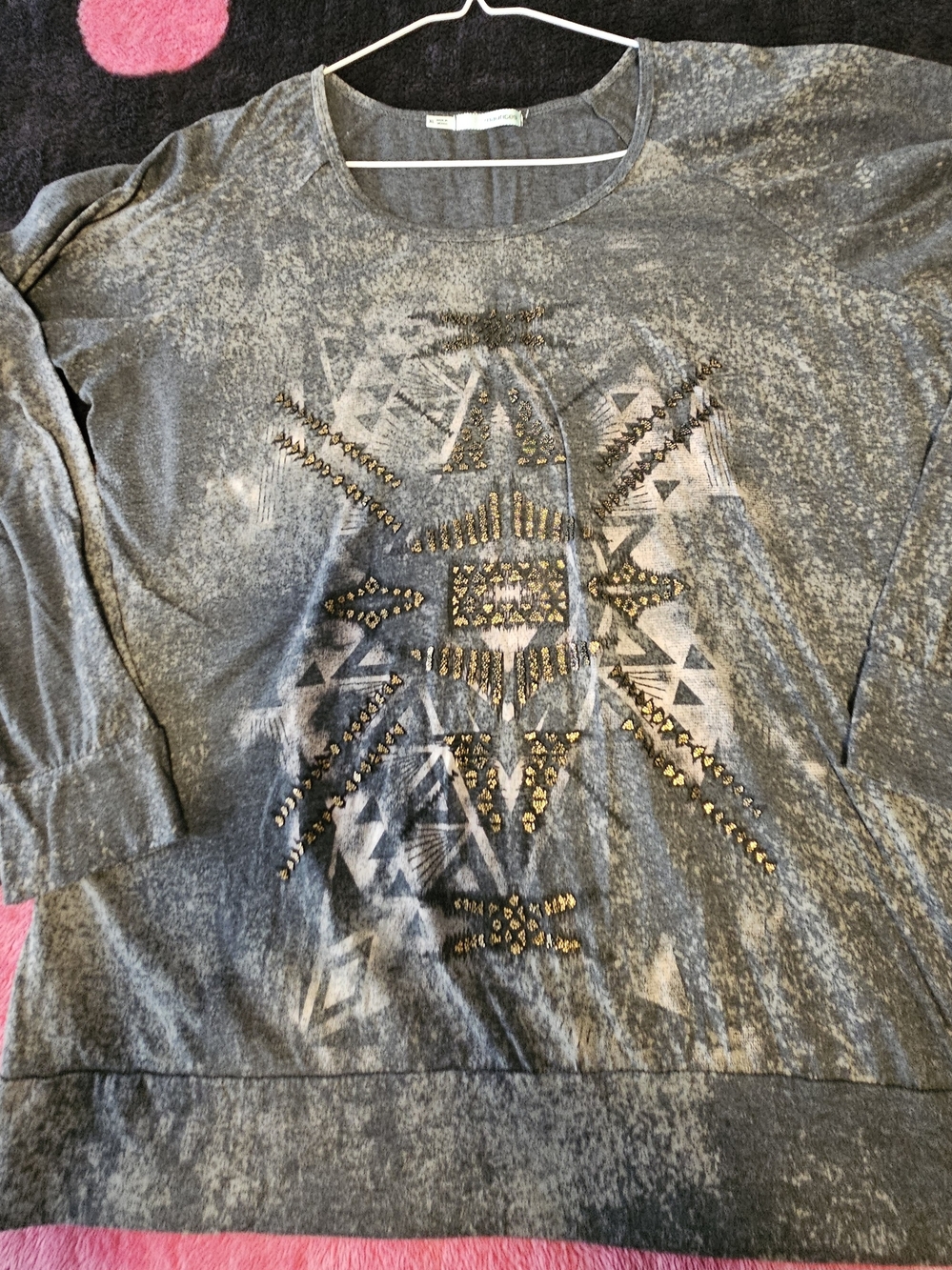 Maurices Gray Embellished Aztec Sweatshirt